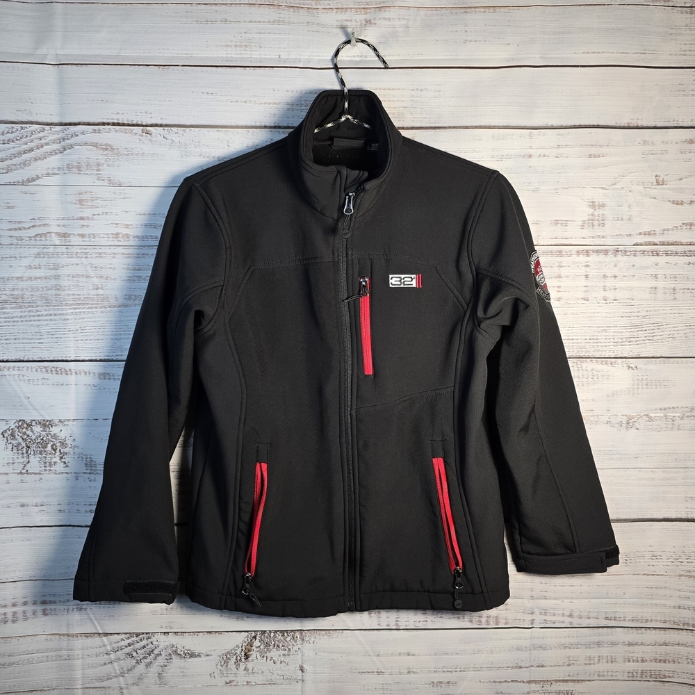 32‎ Degree Kids Size M 10/12 Black and Red Softshell Jacket Fleece Lined